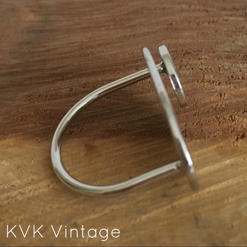 Silver Oval Button Ring - Vintage Ring - image 4